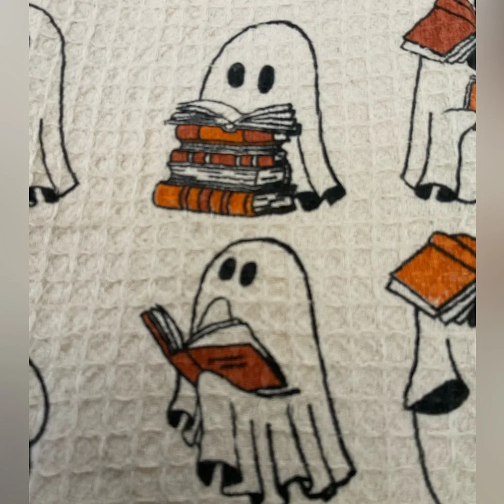 Rachel Zoe Beige, Orange and Black Ghost Reading Book Kitchen Towel (set of 3)